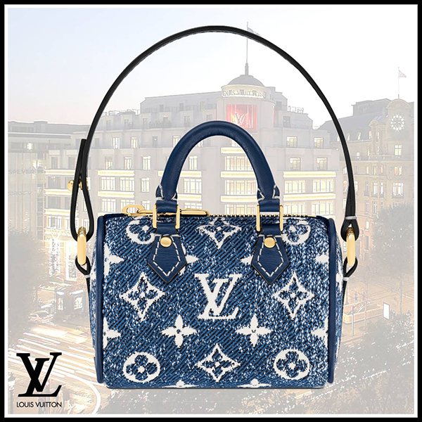 【ミニ】ルイヴィトン ビジューサック 偽物 マイクロ スピーディー デニム M00546